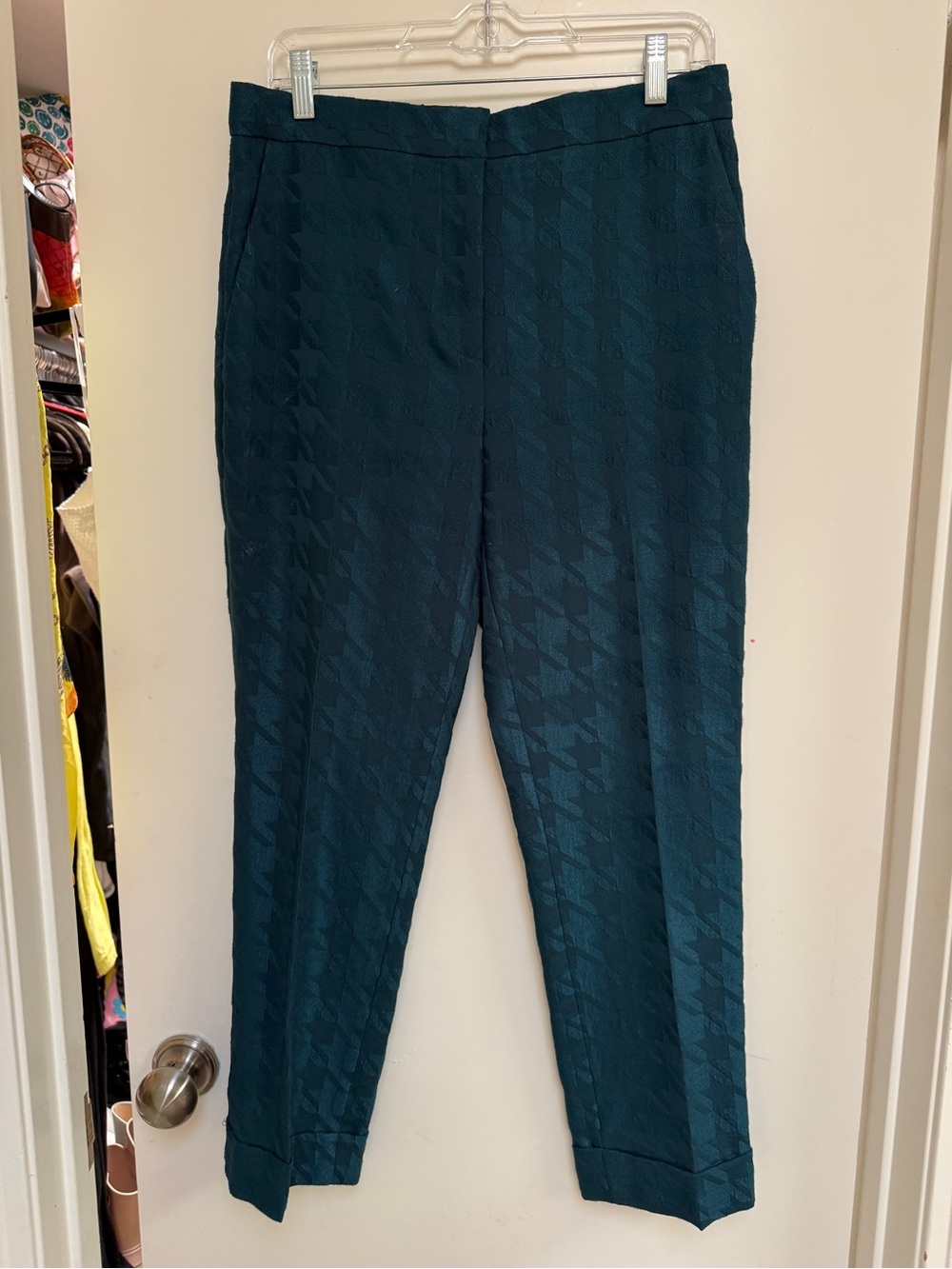 Ann Taylor Teal Houndstooth Trousers